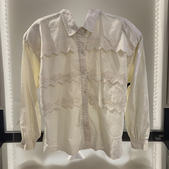Roper Tops - Vtg Roper Western Shirt Women's Med  Embroidered Tiered Shoulder Pads Made In US